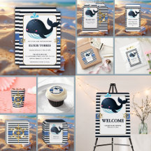 Ocean Blue Under the Sea Kawaii Whale Baby Shower