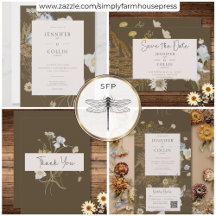 Wildflowers on Brown Wedding Suite Cards