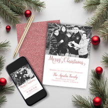 Christmas Rose Gold Glitter Reindeer Typography