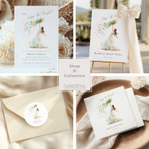 Watercolor Bride & Floral Toss Bridal Shower