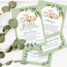 Greenery Woodland Animals Baby Shower Collection 