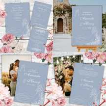 Rustic Chic Hand Drawn Couple Dusty Blue Wedding 