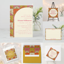 Groovy 70s Retro Orange Botanical Bridal Shower