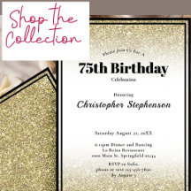 75th birthday black and gold glitter collection