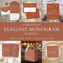 Terracotta Simple Elegant Monogram Wedding Suite