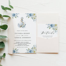 Blue Floral Anchor Nautical Wedding Collection