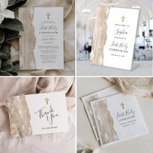 Elegant Ivory Agate First Holy Communion