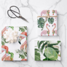 Cute Christmas Tropical Pink Flamingo Design