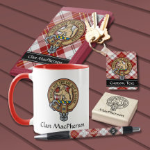 Clan MacPherson Red Dress Tartan and Crest