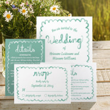 Whimsical Hand Drawn Olive Green Wedding