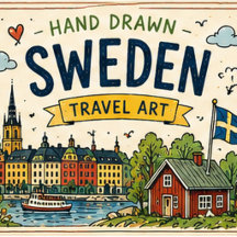 Hand Drawn Sweden Travel Art