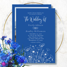 Cobalt Blue Simple White Wildflower Wedding Suite 