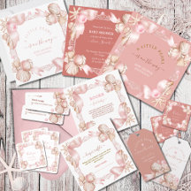 Coastal chic Rose gold pink pearl Baby Shower 