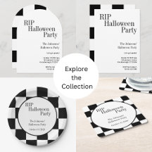 RIP halloween party - black and white check