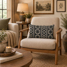 Modern ivory tribal mudcloth, Boho decor 