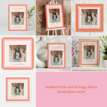 Modern Pink and Orange Photo Graduation Suite