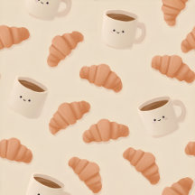 Personalized Cute Pastel Croissant Coffee 