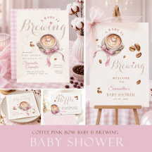 Dusty pink coffee baby is brewing baby shower