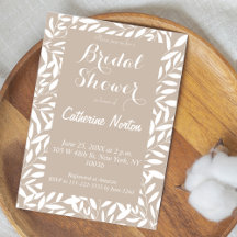 Beige botanic leaf Bridal Shower collection