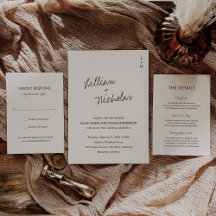 Elegant Script Names Modern Wedding Invitation Set