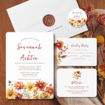 Burnt Orange Daisy Floral Wedding