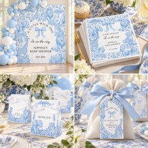 Blue Safari Toile de Jouy Boy Baby Shower
