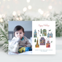 Nordic Winter Village Scene Christmas Holiday