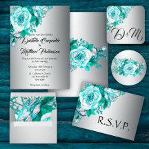 Aqua Roses and Silver Wedding