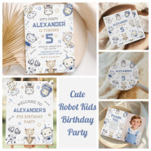 Cute Robot Kids Birthday Party