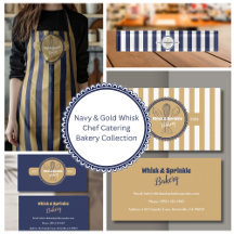 Navy & Gold Whisk Chef Catering Bakery 