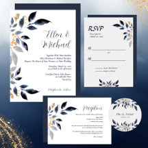 Blue Leaves With Gold Wedding Collection