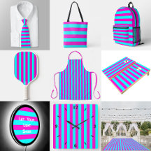 Hot Pink And Cyan Blue Green Turquoise Stripes