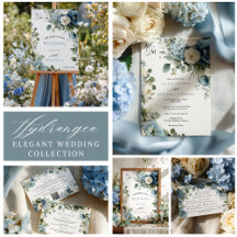 Elegant Blue Hydrangea Ivory Rose Floral Wedding