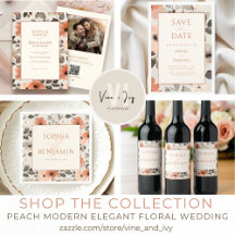Peach Modern Elegant Floral Wedding Suite