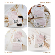 Elephant it's a girl Boho Floral Pink Baby Shower