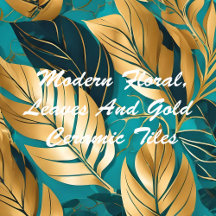 Modern Floral, Watercolor And Gold Ceramic Tiles