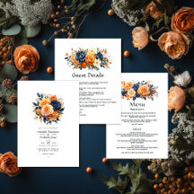 Navy and Orange Floral Wedding