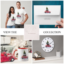 Vintage Red Car with Christmas Tree