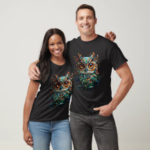 Symmetry Vibrant Owl Art t shirts 