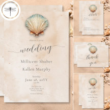 Modern Coastal Seashell Sand Wedding