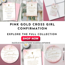 Pink Gold Cross Girl Confirmation