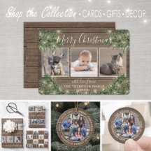 Rustic Wood, Greenery and Christmas Lights