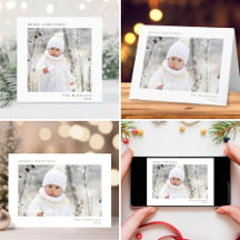 Minimal Modern Merry Christmas Photo Holiday Cards