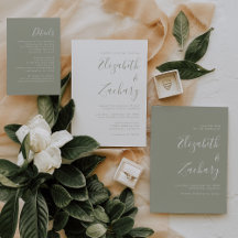 Modern Minimalist Script Sage Green Wedding Suite