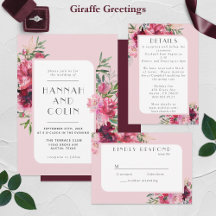 Romantic Dusty Rose Peony Modern Frame Wedding