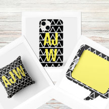 Modern Geometric Black and White Yellow