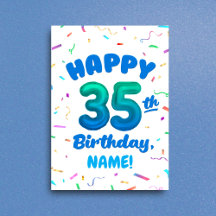 Balloon Numbers Birthday Card, Age 30-39