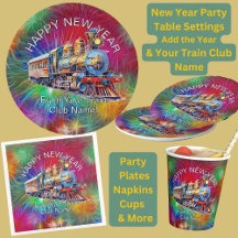 Steam Train Happy New Year Table Settings 