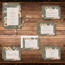 Vanilla White Boho Roses Sage Wedding Suite
