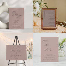 Elegant Minimalist Script Dusty Mauve Wedding